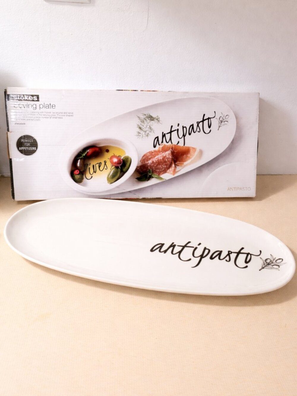 NIB Stokes "Antipasto" Oval Porcelain Serving Platter Appetizer Plate White